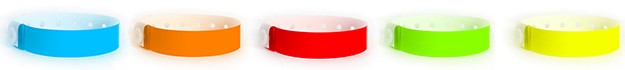5 solid color plastic wristbands